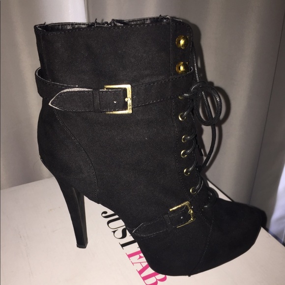 Black Suede Like Platform Bootie - Picture 4 of 8